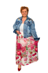 Plus size bavlnená sukňa - ovocie a kvety